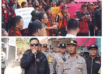 Ratusan anggota Pemuda Pancasila PAC Cibeber bersama warga mendatangi kantor SPPG yang berlokasi di Desa Peuteuycondong sebagai bentuk protes terhadap dugaan ketidaksesuaian menu makanan yang diberikan kepada peserta didik