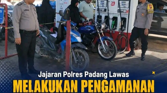 Jajaran Polres Padang Lawas, Melakukan Pengamanan SPBU Armadar 50 Binanga, Antisipasi Penyalahgunaan BBM